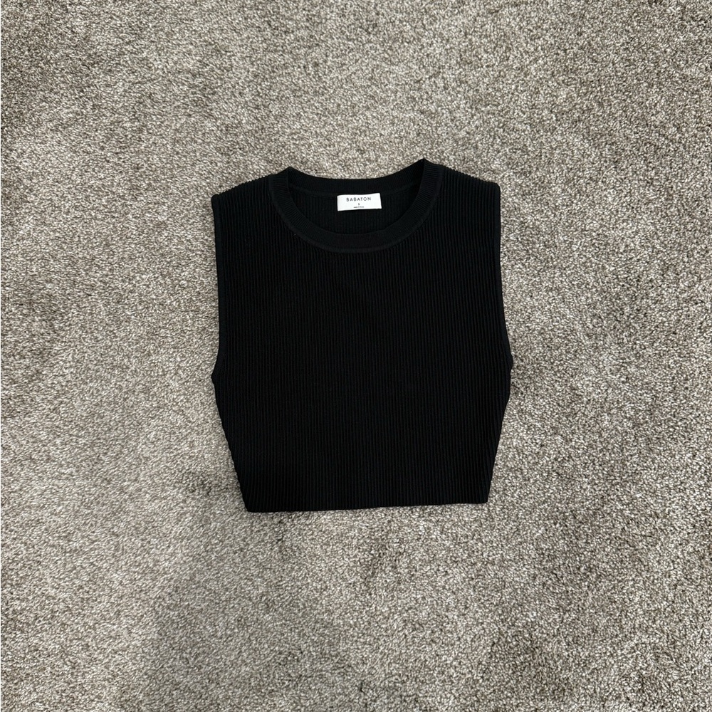 Babaton Black Ribbed Knit Top